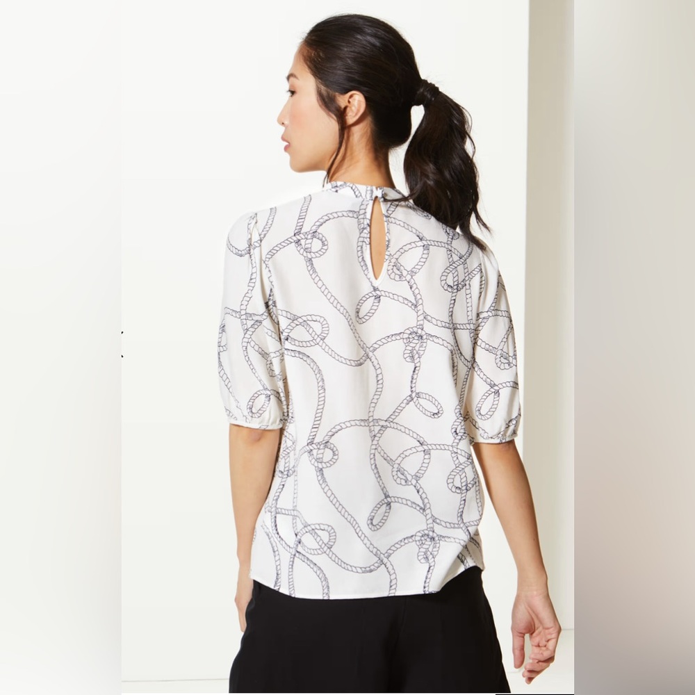 M&S Collection Rope Print Shell Top Blouse NEW US 10 - Picture 5 of 14